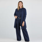 Women's 3-Piece Lounge Set with Long Cardigan and Wide-Leg Pants 2