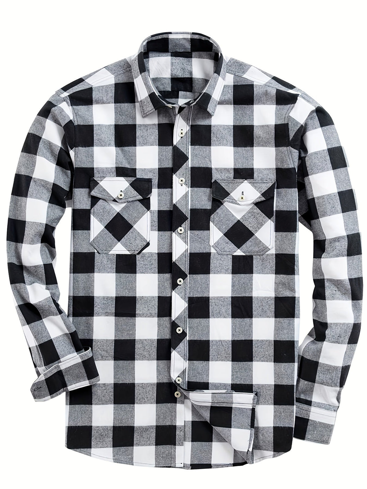 Men's Buffalo Plaid Flannel Shirt Button-Front 13