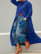 Mallory |  Stylish Shirt Dress and Floral Jeans Set 3