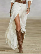 Crissanta | Long Belted Dress With Pleated Lapels 5