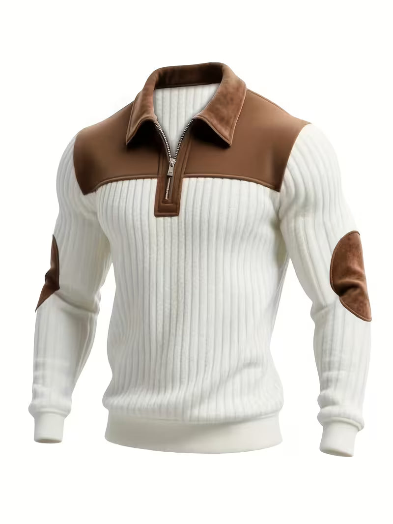 Ashton | Classic Color-Block Collar Zip Sweater 4