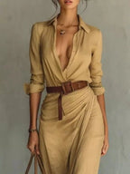 Verity | Elegant Belted Long Sleeve Maxi Dress 2