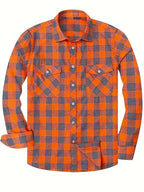Men's Buffalo Plaid Flannel Shirt Button-Front 23