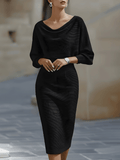 Liora | Elegant Draped Batwing Midi Dress 2