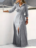Tiffany | Casual Long Sleeve Striped Print Dress 3