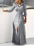 Tiffany | Casual Long Sleeve Striped Print Dress 3