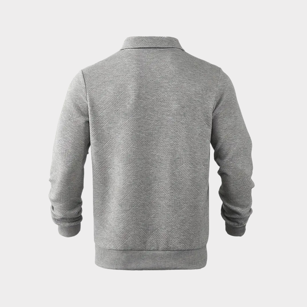 Men's Half-Zip Collared Sweatshirt with Textured Knit 9