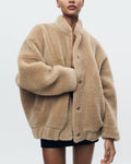 Women's Oversized Teddy Button-Front Jacket 1
