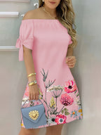 Rhea | Stylish Off Shoulder Bow Floral Dress 3