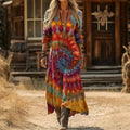 Evelyn | Vintage Tie Dye Long Sleeve Casual Dress 1