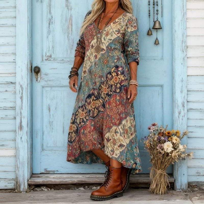 Marnie | Vintage Floral Long Sleeve Casual Dress 3