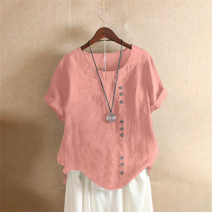 Adeline | Short Sleeve Round Neck Blouse 11