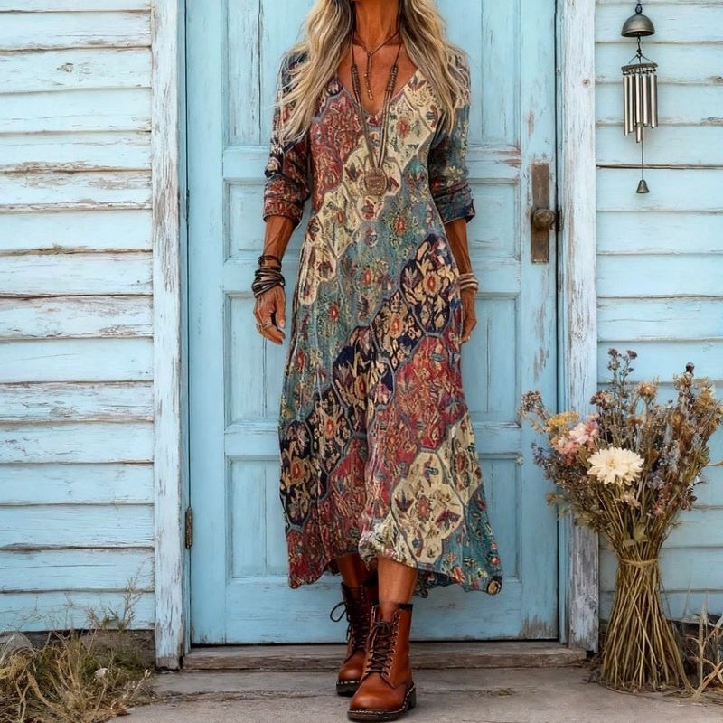 Marnie | Vintage Floral Long Sleeve Casual Dress 2