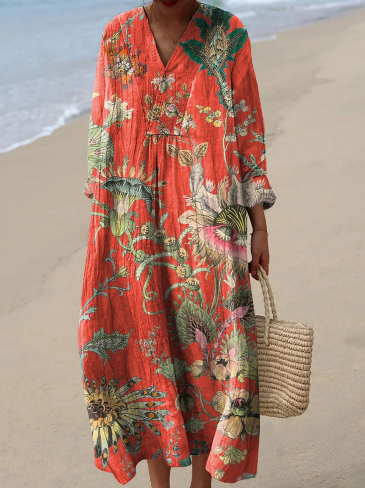 Seraphina | Vintage Floral Pattern Art Print Dress 1