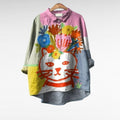 Islay | MultiColor Vintage-Chic Cat Blouse 1