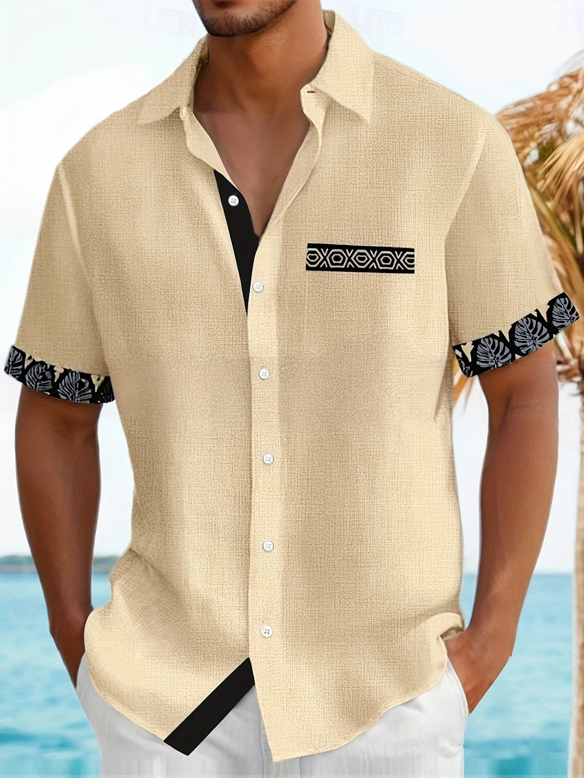 Dougie | Casual Patchwork Lapel Short Sleeve Shirt 1