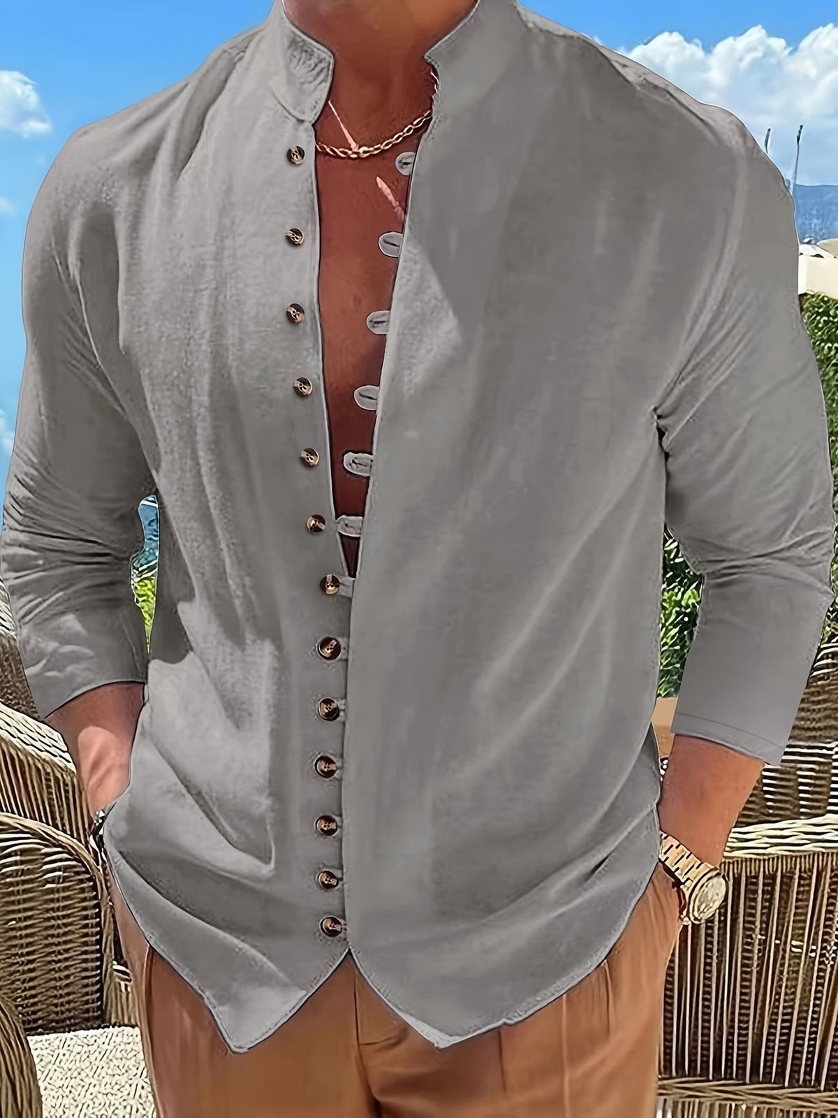 Benedict | Retro Loose Long Sleeve Button-Up Shirt 3