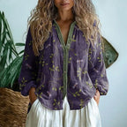 Verena | Elegant Vintage Leaf Print Shirt 1