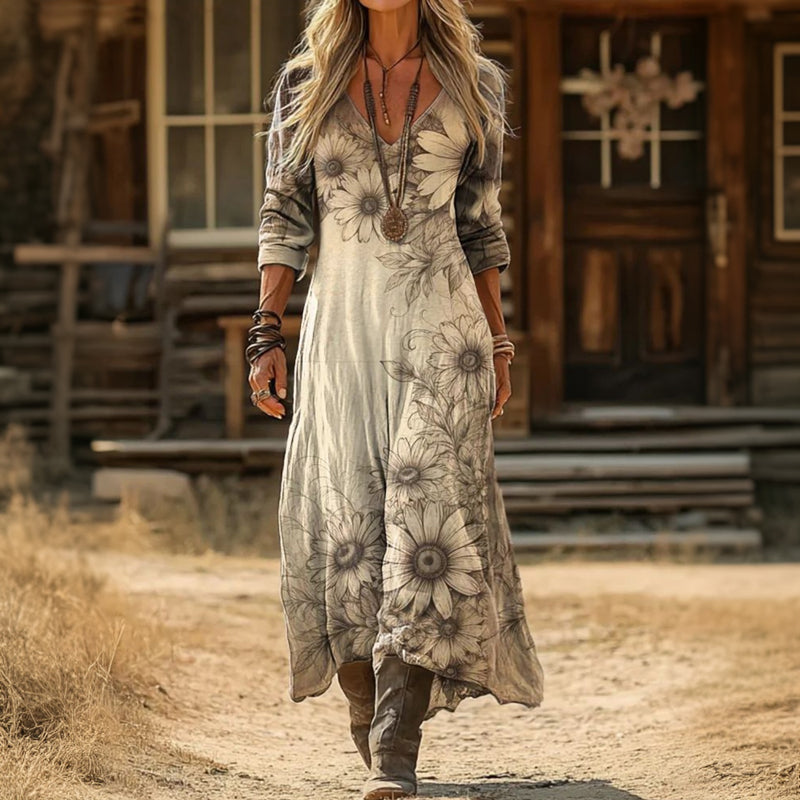 Silvia | Vintage-Inspired Long Sleeve Floral Dress 1