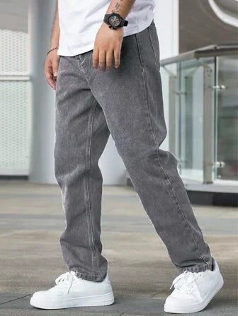Men's Straight Fit Jeans with High Waist Relaxed Leg 2