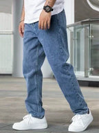 Men's Straight Fit Jeans with High Waist Relaxed Leg 3