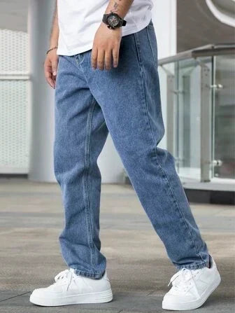 Men's Straight Fit Jeans with High Waist Relaxed Leg 3
