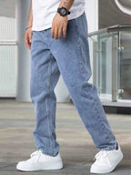 Men's Straight Fit Jeans with High Waist Relaxed Leg 5
