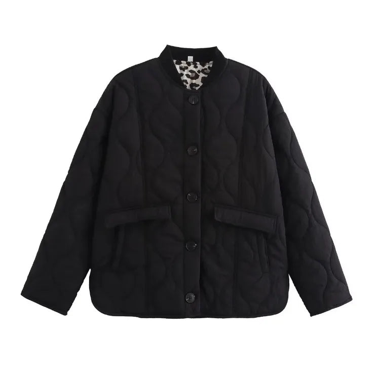 Women's Quilted Jacket with Leopard Print Lining 5