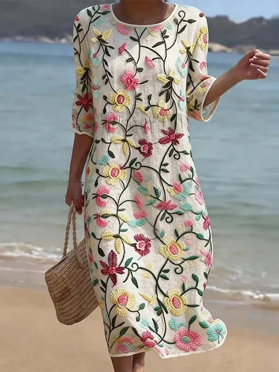 Rebecca | Floral Pattern Midi Dress 1
