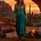Priscilla | Vintage V-Neck Long Sleeve Casual Dress 2