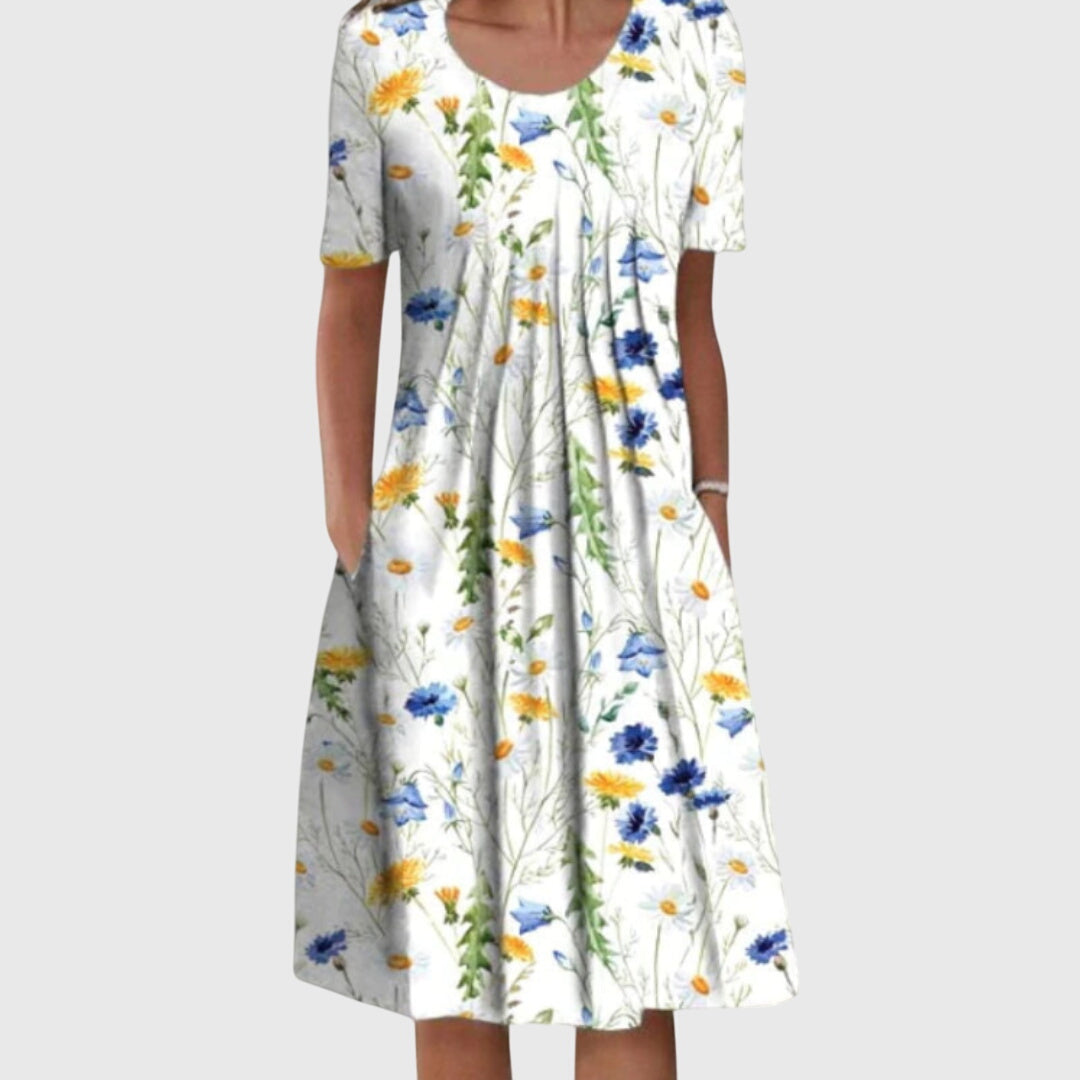 Eloise | Elegant Round Neck Floral Dress 2