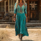 Priscilla | Vintage V-Neck Long Sleeve Casual Dress 1