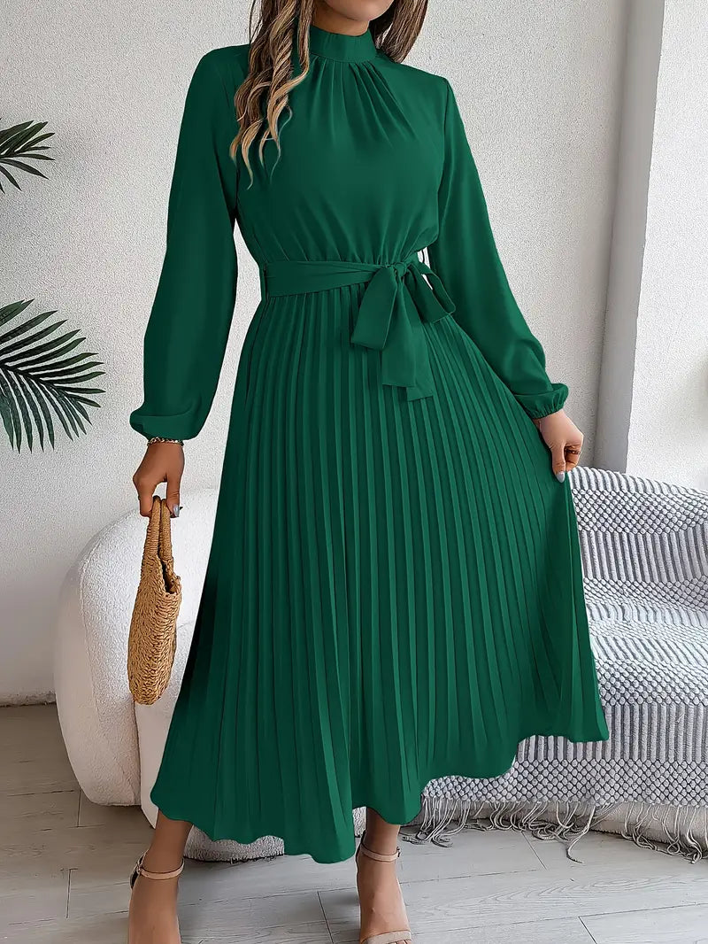 Isabella | Long-Sleeve Belted Waist Midi Dress 3