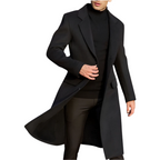Men's Notched Lapel Overcoat Long Single-Breasted 3