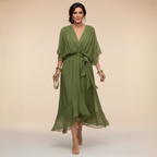 Verenia | Elegant V-Neck Flowy Sleeve Dress 1