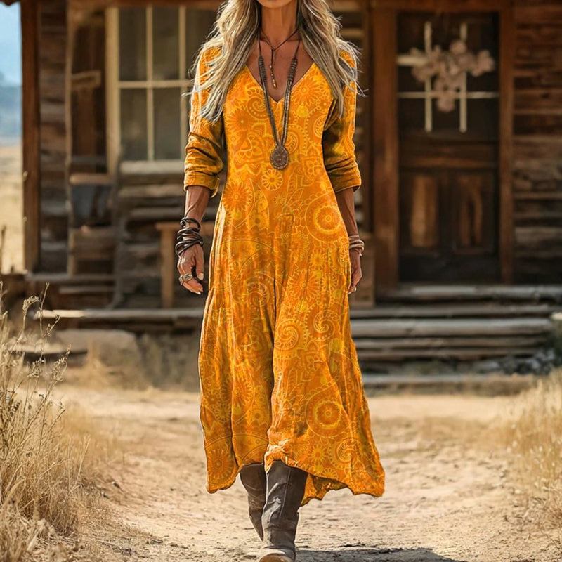 Dolores | Vintage Yellow Long Sleeve Dress 1