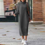Women's Ribbed Turtleneck Midi Sweater Dress 4