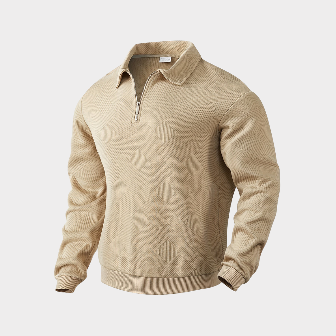 Men's Half-Zip Collared Sweatshirt with Textured Knit 2
