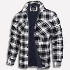 Men's Quilted Flannel Shirt Jacket Button-Down Plaid 2