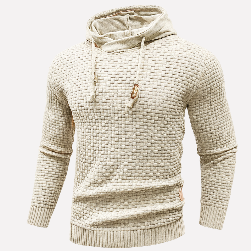 Men's Textured Pullover Hoodie with Drawstring Hood 4