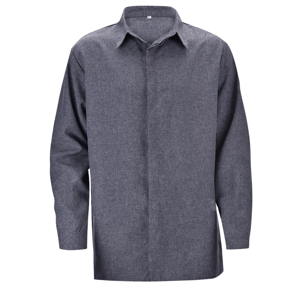 Men's Long Sleeve Shirt with Spread Collar and Button Closure 5