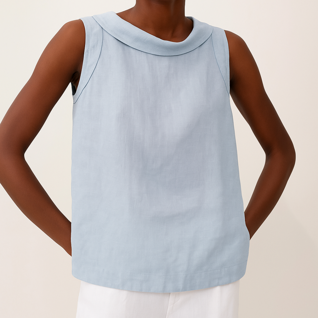 Honora | Casual Sleeveless Roll Collar Top 5