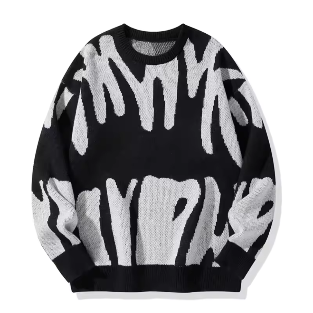 Men's Abstract Colorblock Crew Neck Sweater Loose Fit 2