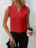 Marcella | Sleeveless Pleated V-Neck Blouse 4
