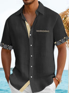 Dougie | Casual Patchwork Lapel Short Sleeve Shirt 4