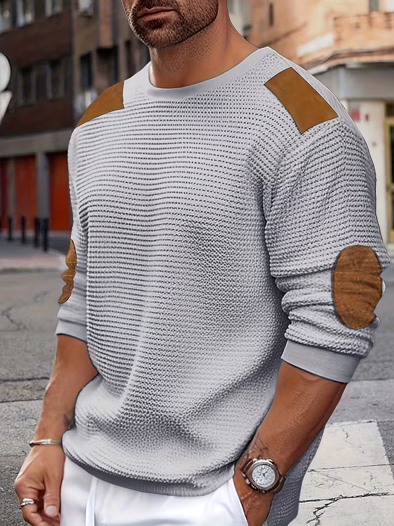 Bennett | Casual Patch Waffle Knit Sweatshirt 3