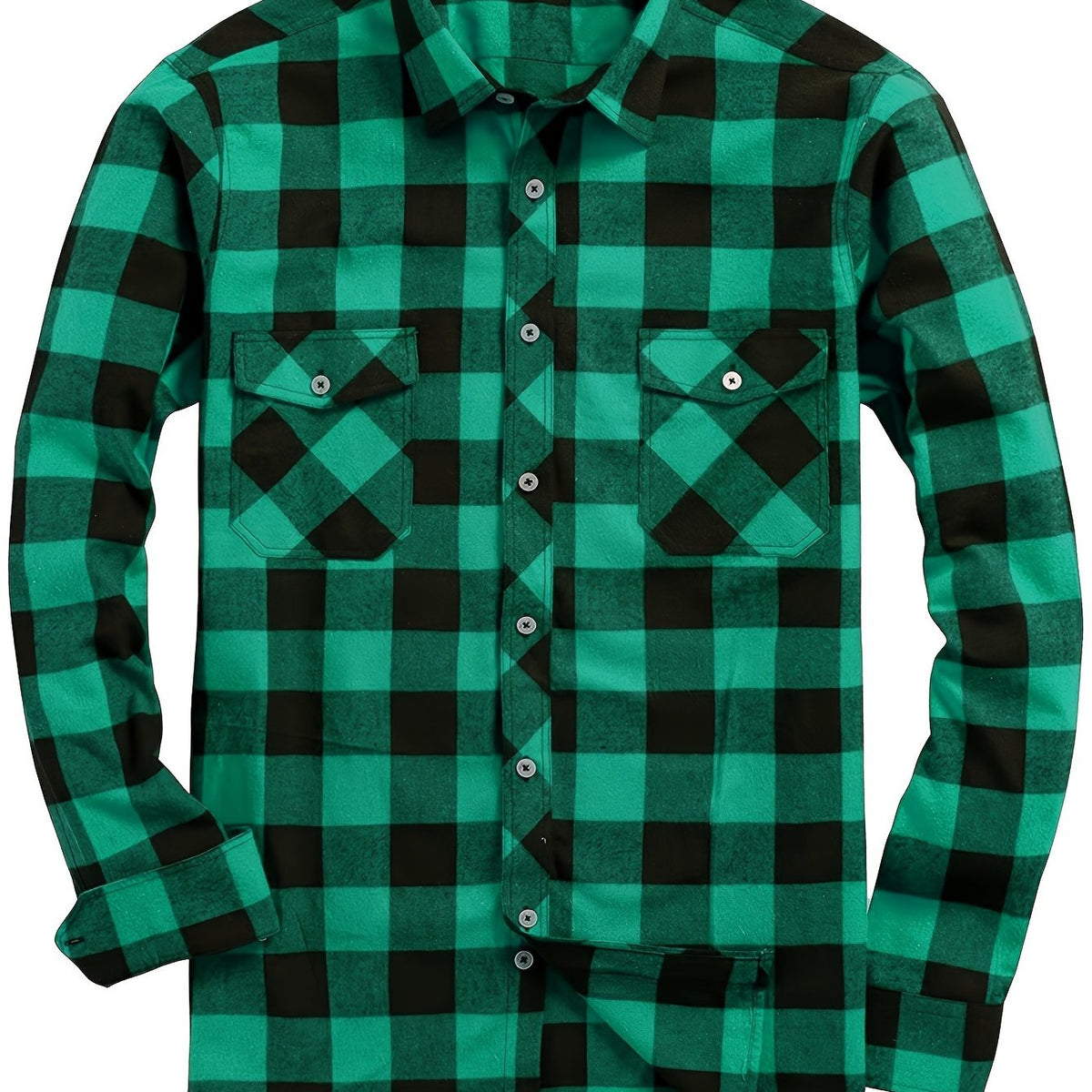 Men's Buffalo Plaid Flannel Shirt Button-Front 4