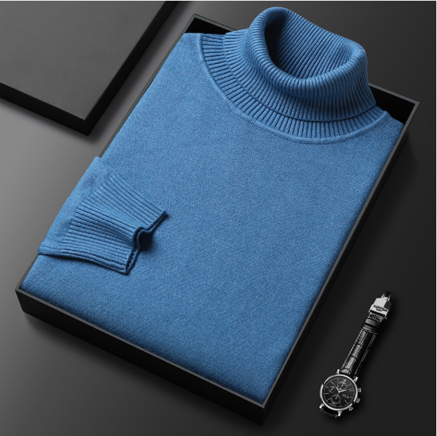 Men's Ribbed Turtleneck Sweater with Long Sleeves 1