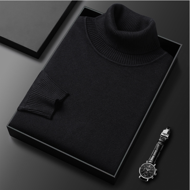 Men's Ribbed Turtleneck Sweater with Long Sleeves 2