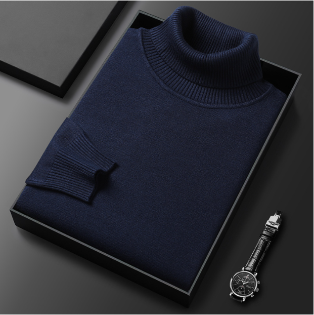 Men's Ribbed Turtleneck Sweater with Long Sleeves 3